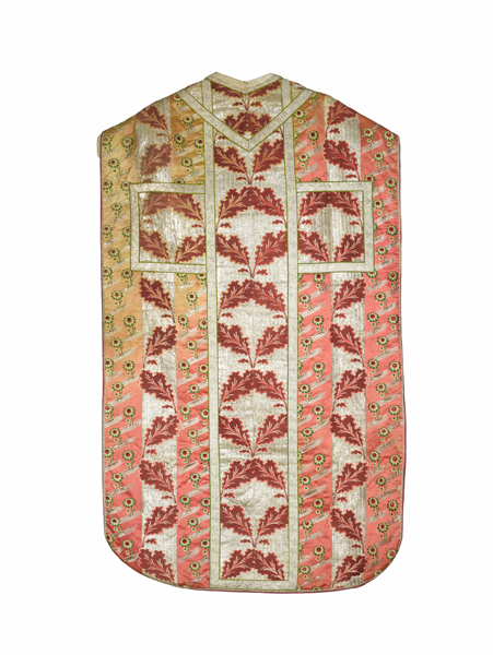 chasuble, étole, bourse de corporal, voile de calice : ornement rose n°1