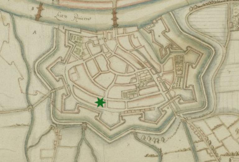 Carte de Grenoble en 1630, avec la localisation du futur collège