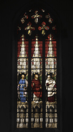 Verrière à grands personnages : le Christ, saint Pierre et saint Paul ; apôtres, ermites, saints, saintes femmes ou allégories (baie 8)