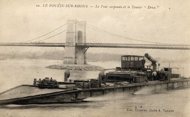 Pont routier du Pouzin, puis passerelle provisoire, puis pont suspendu du Pouzin