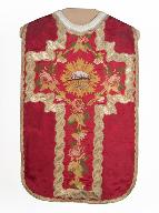 chasuble, étole, manipule, voile de calice, bourse de corporal : ornement rouge n°2