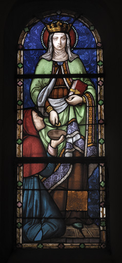 Ensemble de 2 verrières à personnages (baies 5, 6) : saint André, sainte Elisabeth de Hongrie