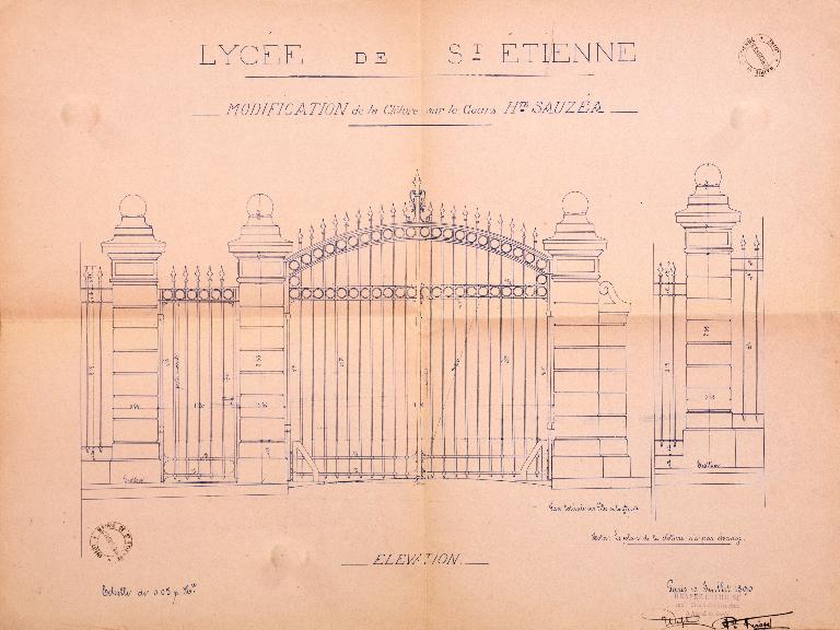 Lycée de garçons, actuellement lycée d'enseignement secondaire et supérieur Claude-Fauriel