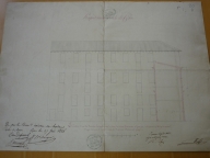 Elévation latérale sur cour, 1826 (détail de l'élévation). Plan AC Lyon. Fonds des HCL ; 2OP683