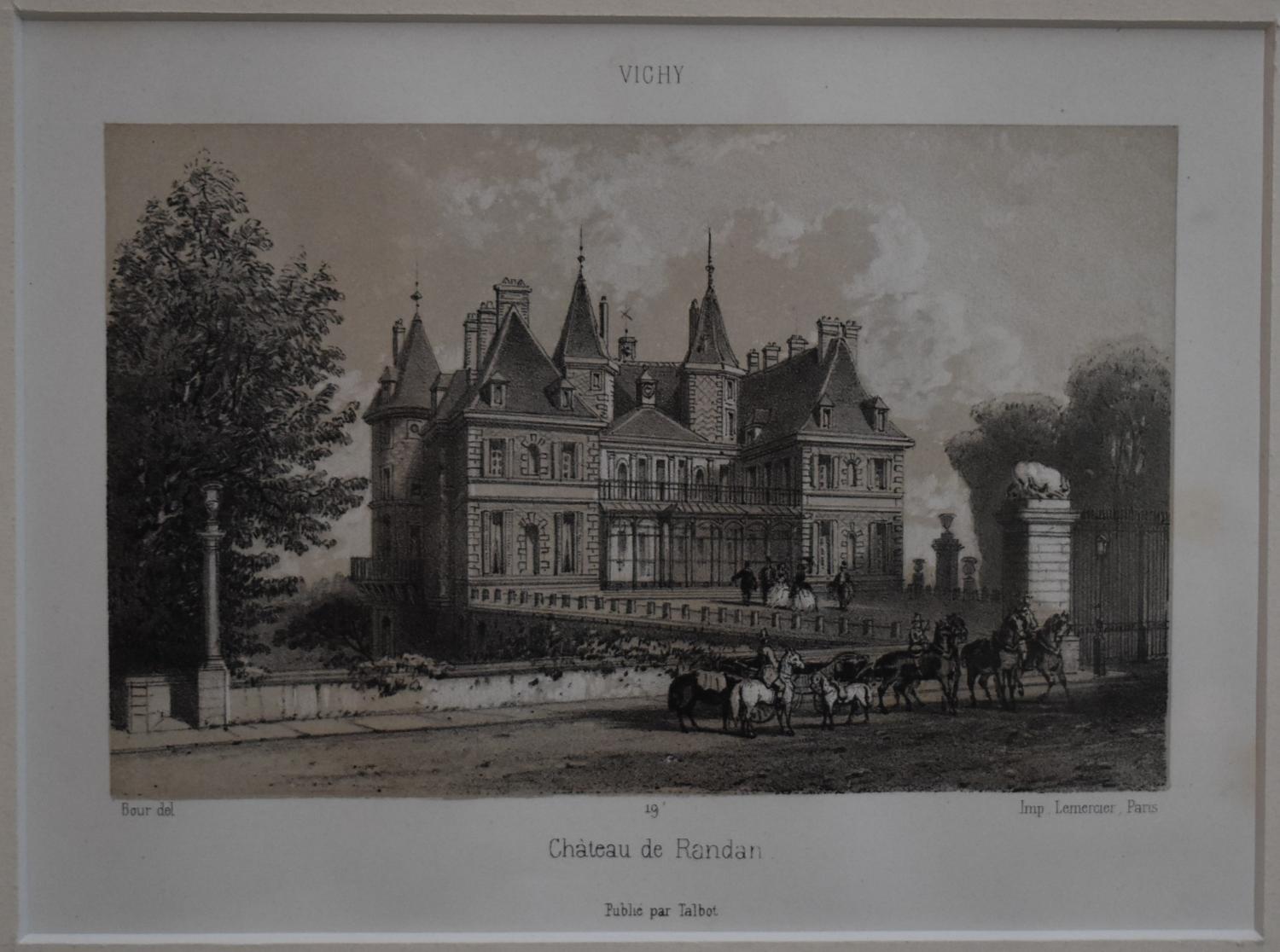 Gravure d'après Charles Bour - " Château de Randan "