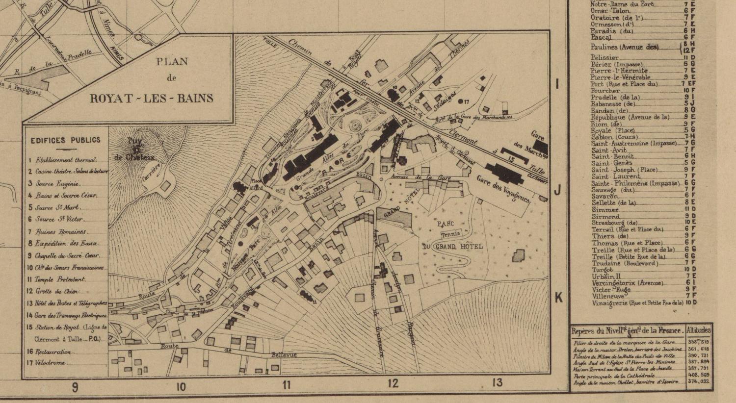 Plan de la station thermale de Royat