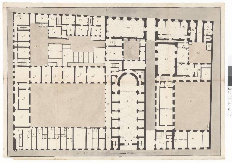 Plan du rez-de-chaussée, ca 1810 (AN F17/7839)