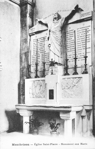 Autel, tabernacle, retable (autel secondaire, autel table) des morts de la guerre de 1914-1918