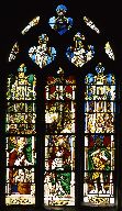 Verrière : saints patrons, Christ souffrant (baie 8), verrière à personnages