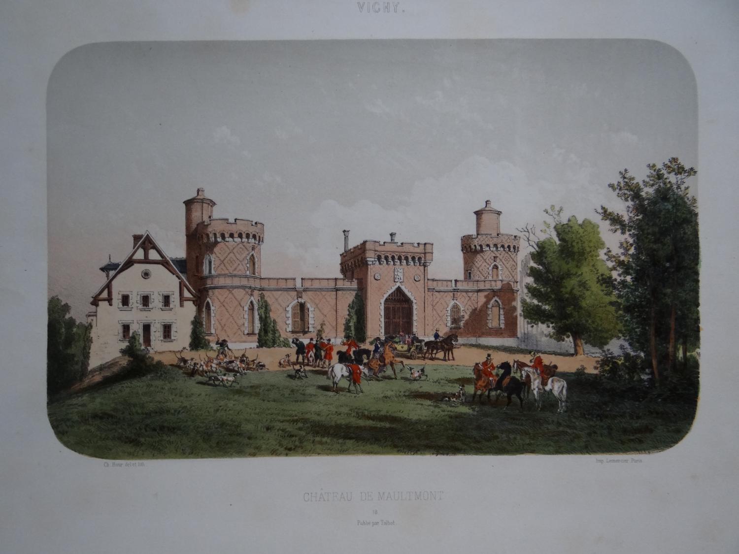 Lithographie de Charles Bour - " Château de Maulmont "