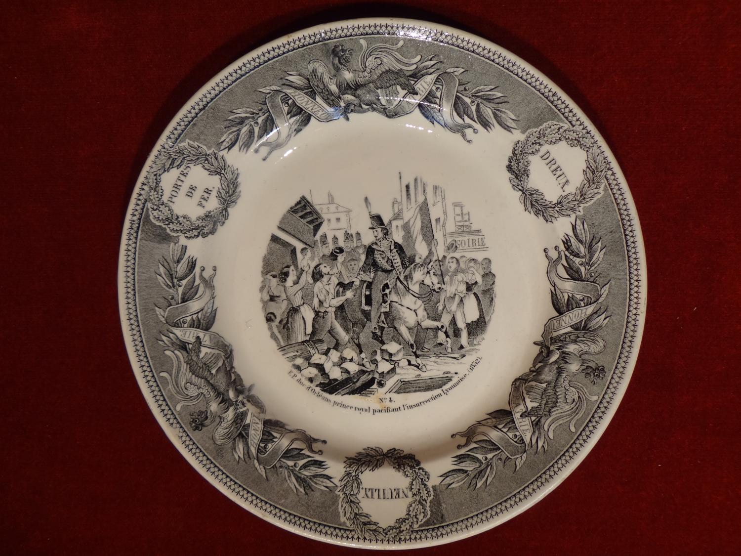 Assiette historiée Creil-Montereau - La vie de Ferdinand-Philippe duc d'Orléans, N° 4