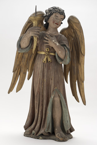 Ensemble de 2 statuettes en pendant : anges cérophéraires