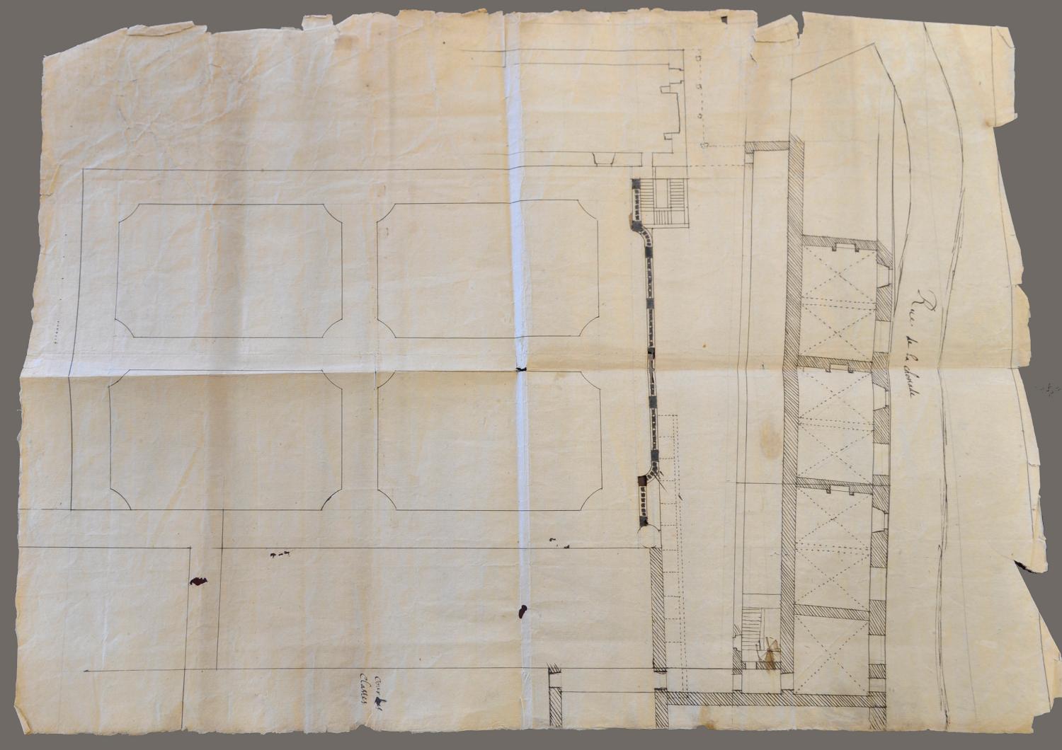 Plan partiel du collège : projet d'agrandissement, 4e quart 17e s. (?) (AD Haute-Loire, 1 D 30)