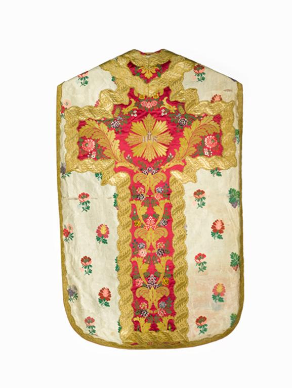 chasuble, étole, manipule, bourse de corporal : ornement blanc n°1