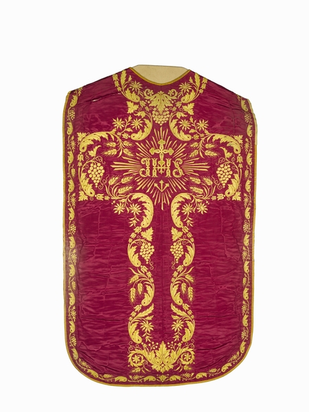 chasuble, étole, manipule, voile de calice, bourse de corporal : ornement réversible n°2 : ornement rouge, ornement blanc