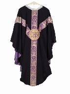 chasuble, étole, voile de calice : ornement noir n°1