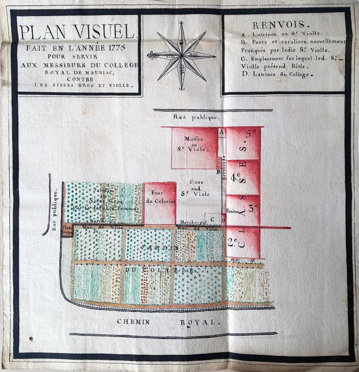 Plan partiel du collège, 1775 (AD Cantal, 1 J 605)