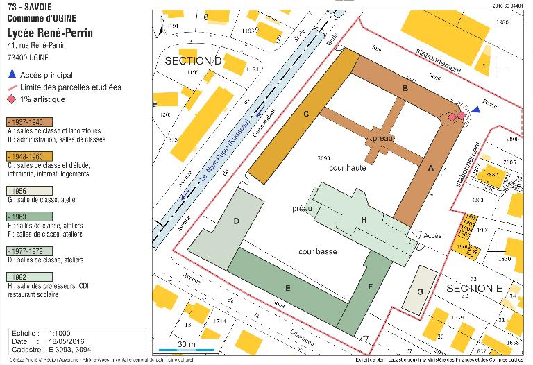 Groupe scolaire de Montroux, puis Cité technique, actuellement lycée d'enseignement général, technologique et professionnel René-Perrin