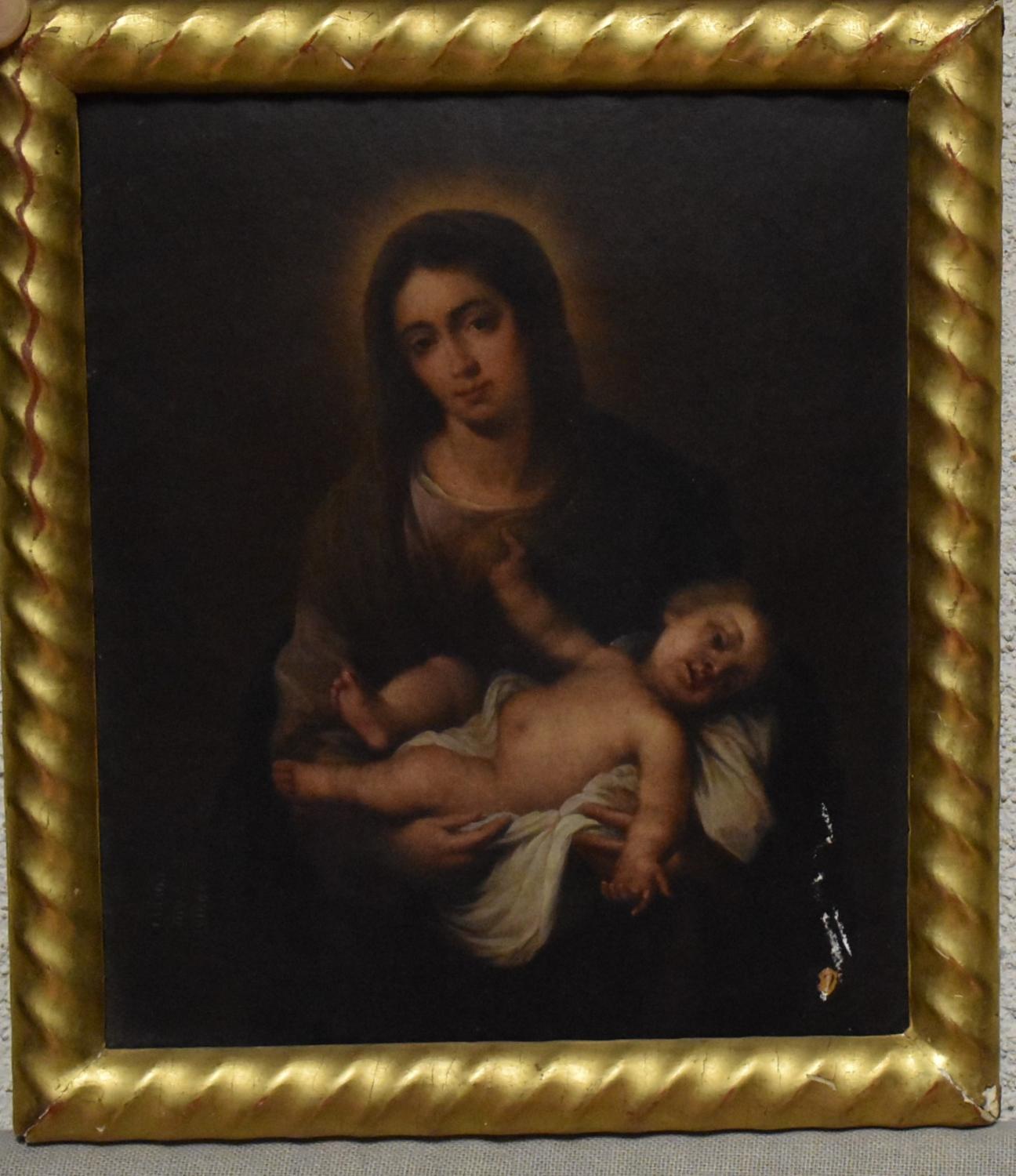 Ensemble de tirages photographiques d'après des tableaux de Bartolomé Esteban Murillo (3) : 1. Vierge à l'Enfant ; 2. Saint Félix de Cantalice tenant l'Enfant Jésus ; 3. Saint Thomas de Villeneuve recevant l'annonce de sa mort