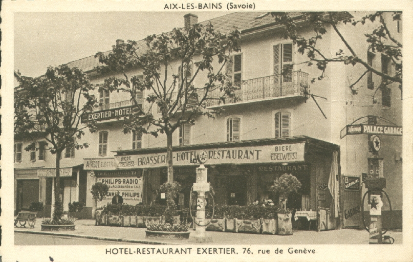 Hôtel de voyageurs, Hôtel Exertier, puis hôtel-restaurant La petite Auberge et garage de réparation automobile, dit Palace Garage, puis Garage de Genève