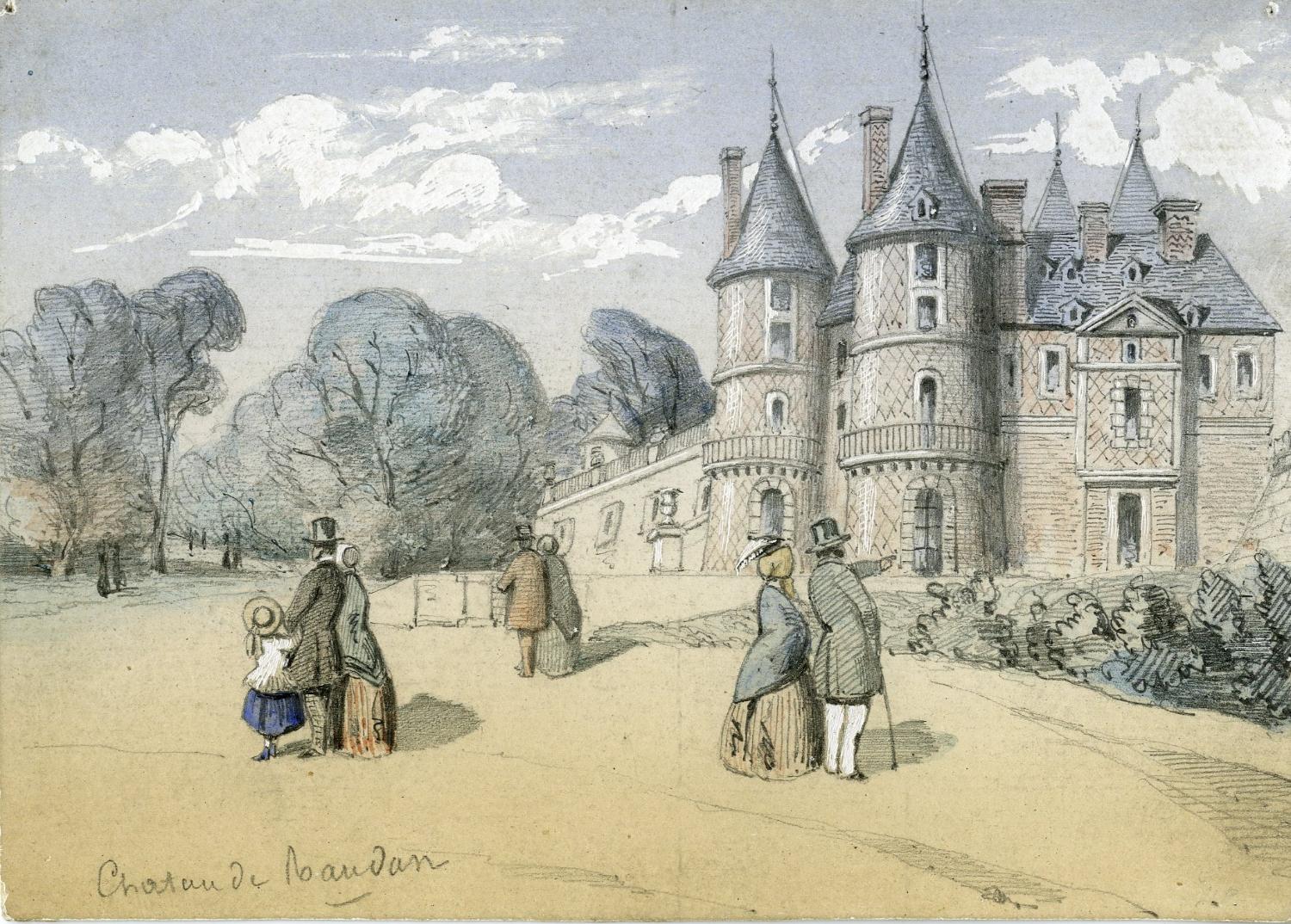 dessin : château de Randan et personnages