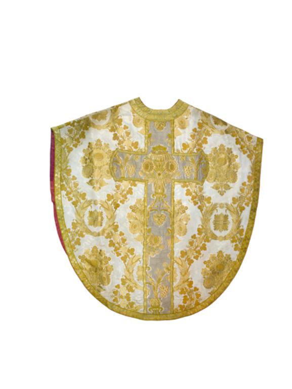 Ensemble de 3 chapes, 1 chasuble, 2 dalmatiques, 2 manipules : ornement blanc n°6