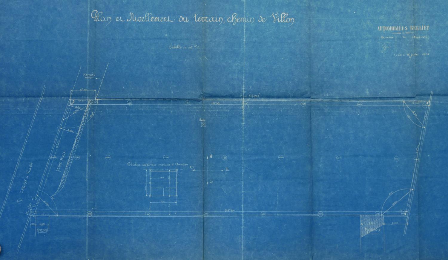 Plan usine Berliet 1915 :  plan de nivellement de terrain (ACL : 314564-154)