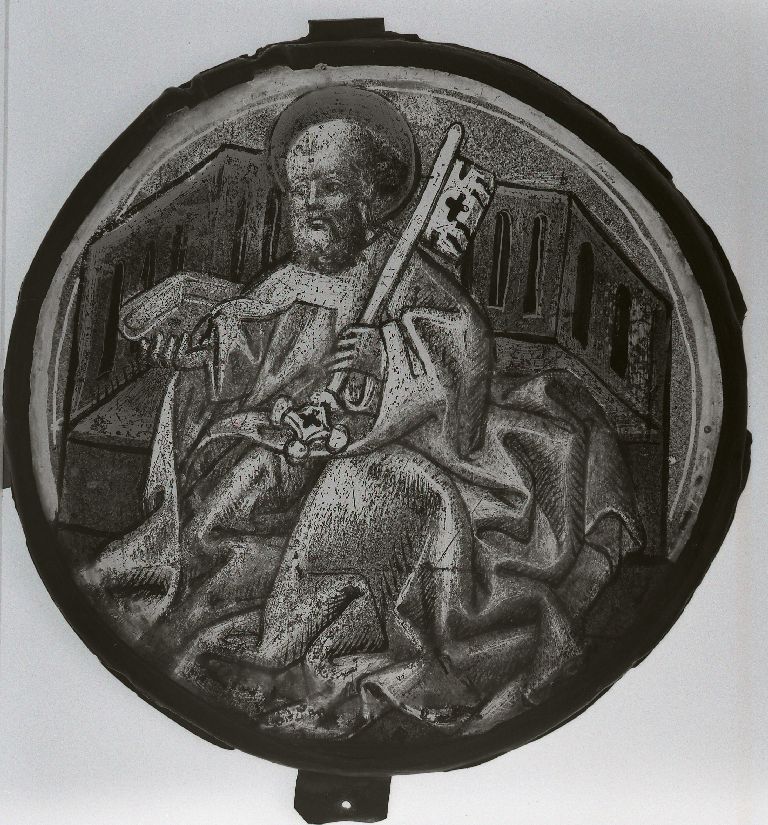 Verrière (rondel) : saint Pierre, verrière à personnages