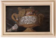 Tableau (dessus-de-porte) : Vase aux enfants jouant avec des fruits
