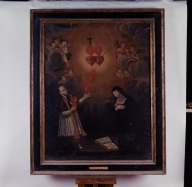 Tableau : la Dévotion au Sacré-Coeur de saint François de Sales et de sainte Jeanne de Chantal