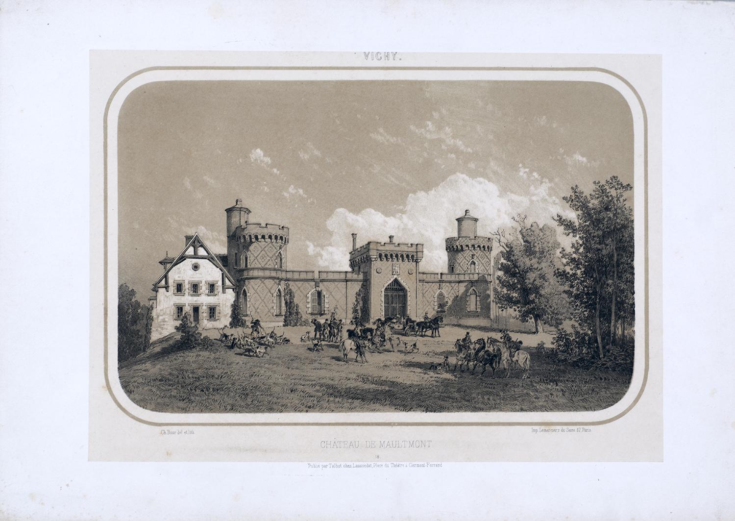 Estampe de Charles Bour - Château de Maulmont