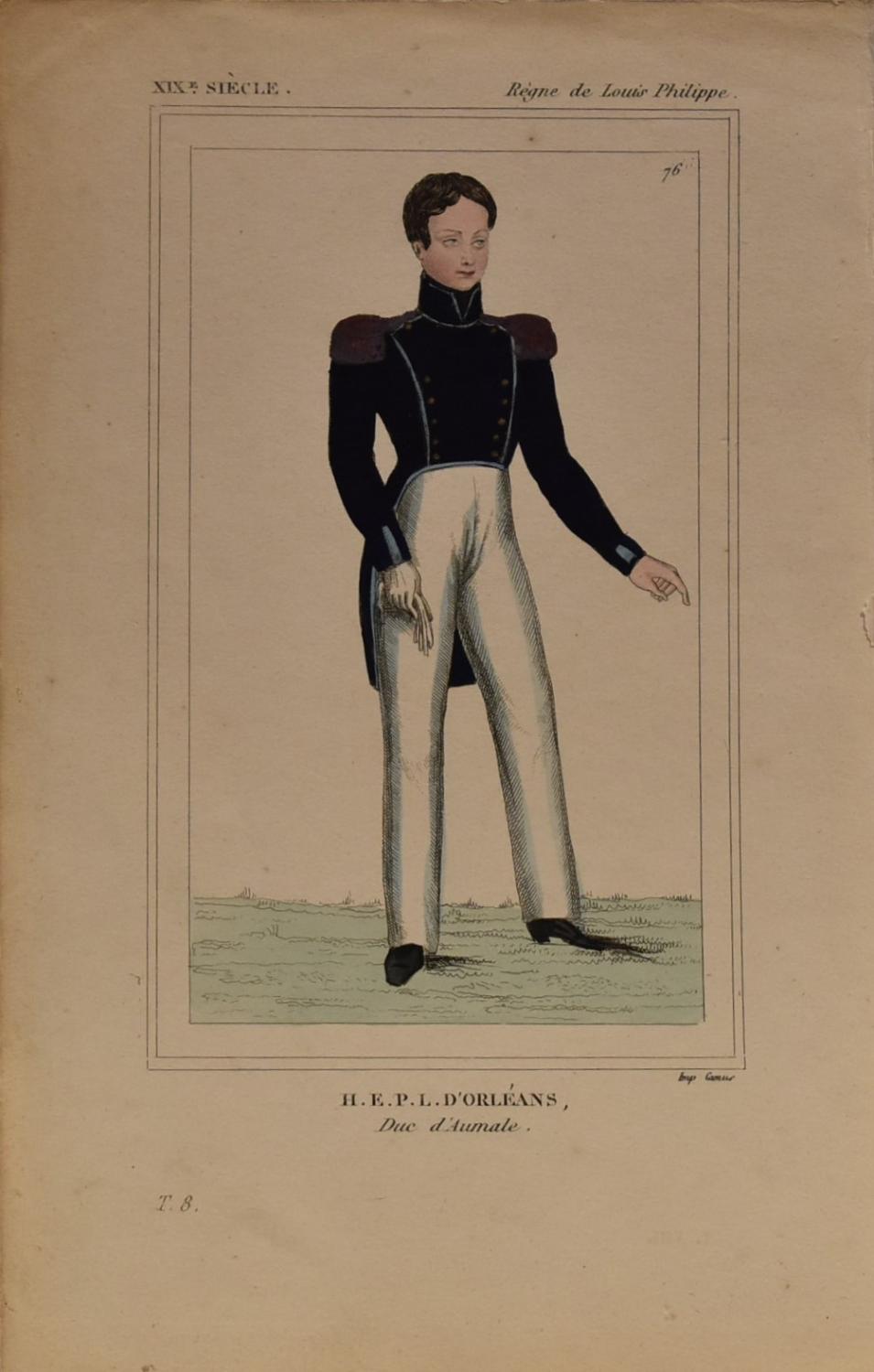 Ensemble de gravures naïves (6) - Portraits de membres de la famille d'Orléans (Monarchie de Juillet)