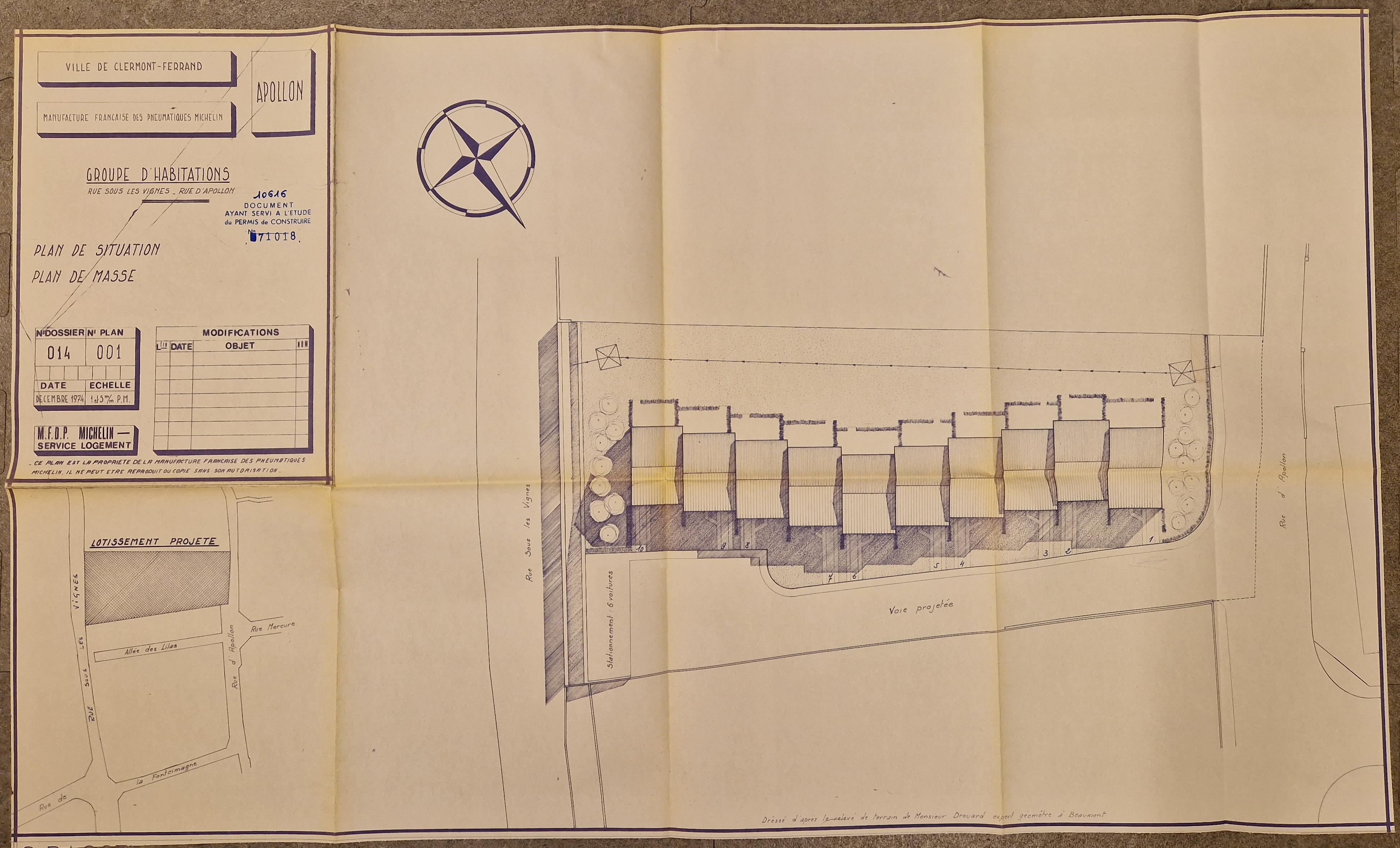 Cité ouvrière du Clos-Chanturgue : plan d'implantation du groupe d'habitations rue d'Apollon 