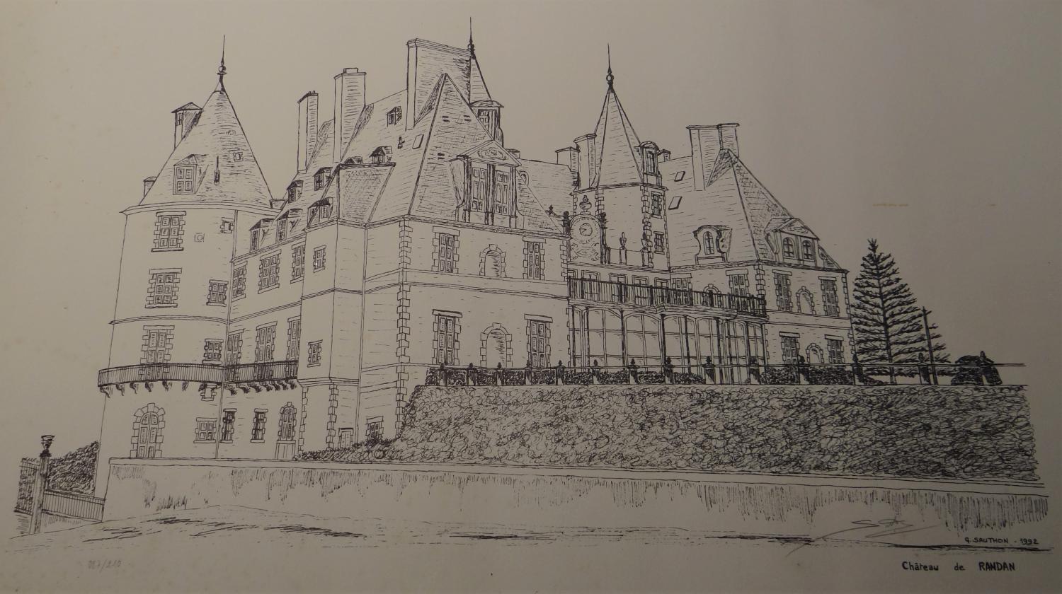 Gravure de G. Sauthon - "Château de Randan"