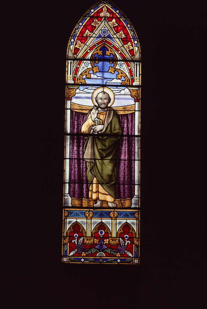 Verrière : saint Pierre (baie 12), verrière figurée