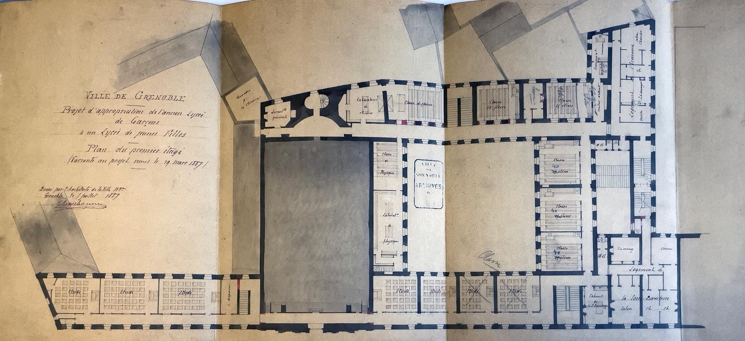 Collège de jésuites, dit Royal-Dauphin, puis école centrale, lycée, collège royal, lycée de garçons puis lycée de jeunes filles, actuellement cité scolaire Stendhal