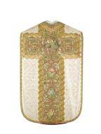 chasuble, étole, voile de calice, manipule : ornement blanc n°1