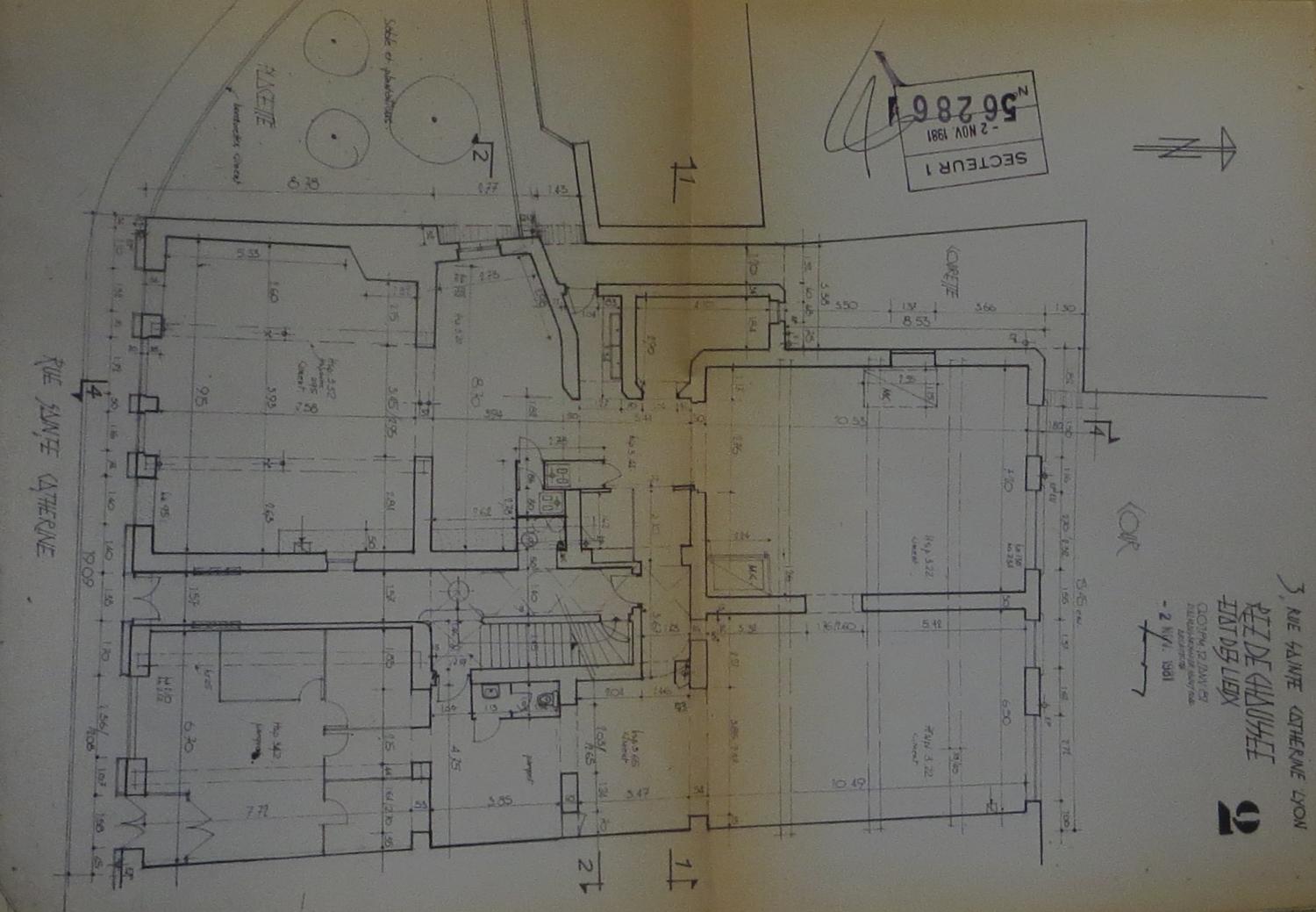 Etat des lieux du rez-de-chaussée de l'imprimerie (INL) en 1981