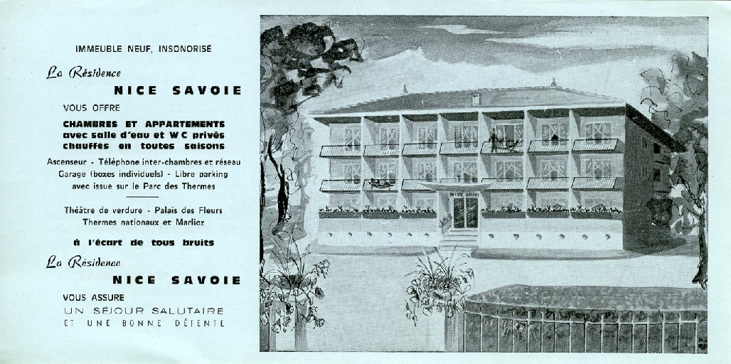 Hôtel de voyageurs, hôtel Nice et Savoie