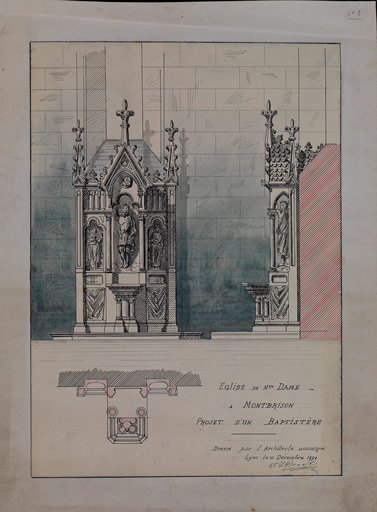 Fonts baptismaux (n°2), retable des fonts baptismaux