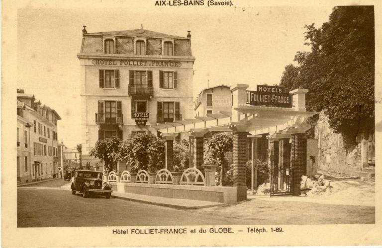 Hôtels de voyageurs, dits Hôtel Derouge et Hôtel Folliet, puis Hôtel Folliet et de France et Hôtel du Globe, puis Hôtel Folliet, de France et du Globe, actuellement immeuble, Résidence Juturna