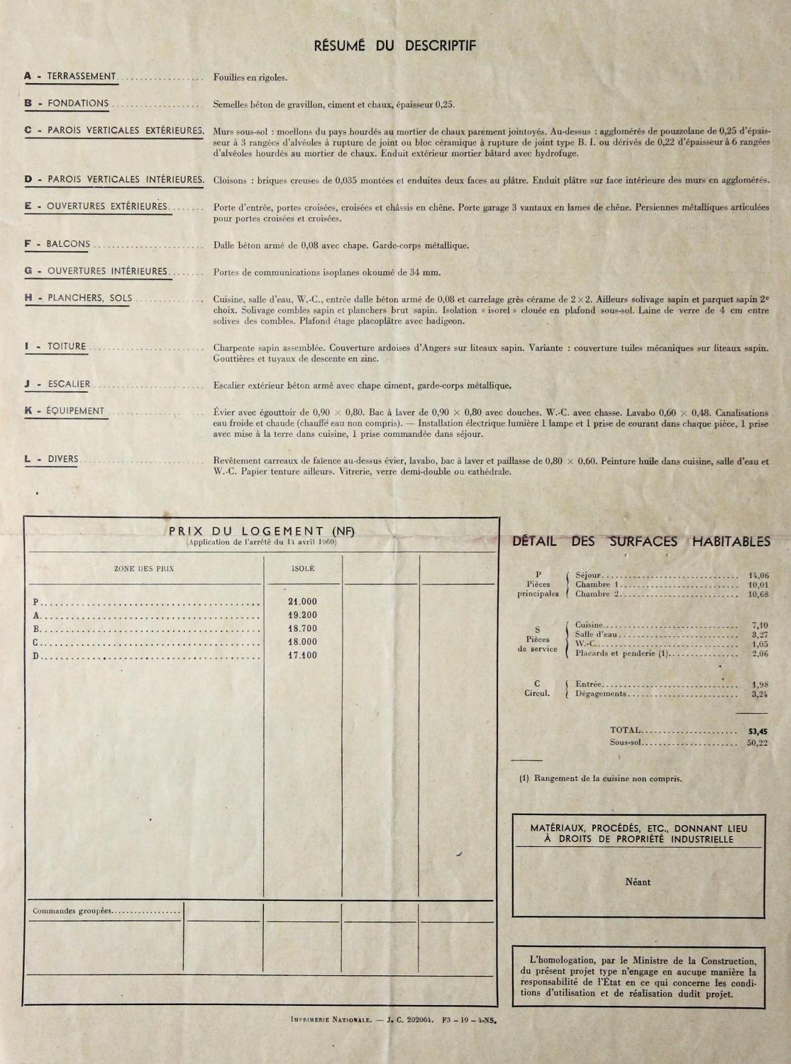 Lempdes, la maison L., 1963, J. PORTE architecte