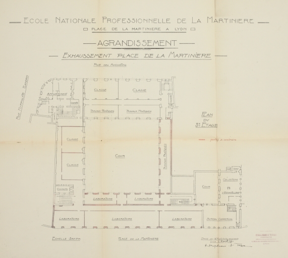 Couvent des Augustins, puis gendarmerie, puis école professionnelle La Martinière, actuellement lycée La Martinière-Diderot, site des Terreaux