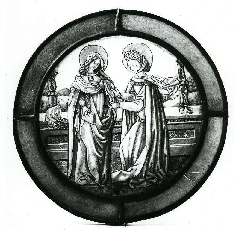 Verrière (rondel) : la Visitation, verrière figurée