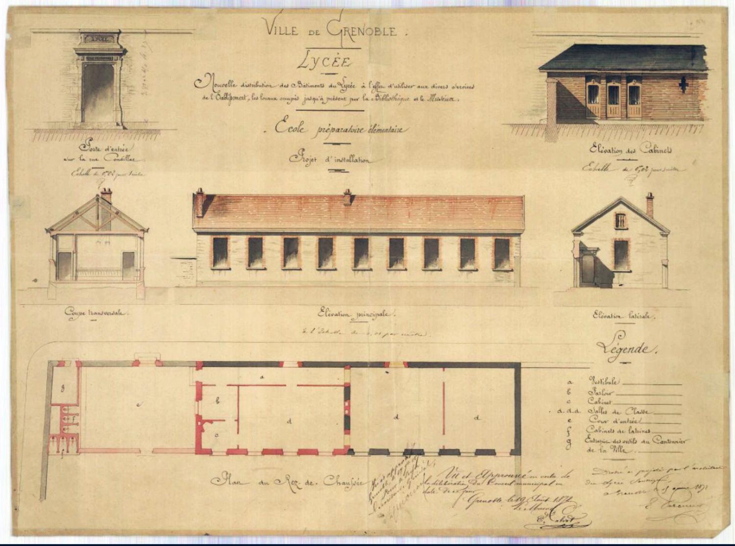 Collège de jésuites, dit Royal-Dauphin, puis école centrale, lycée, collège royal, lycée de garçons puis lycée de jeunes filles, actuellement cité scolaire Stendhal
