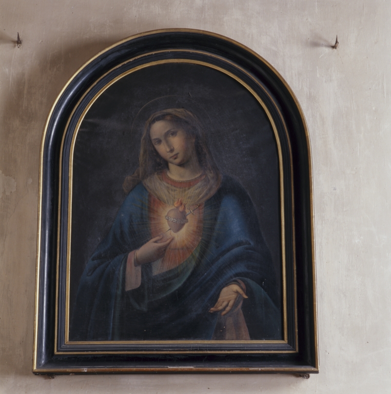 Ensemble de 2 tableaux : Sacré-Coeur de Jésus et Sacré-Coeur de Marie