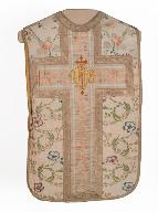 chasuble, étole, manipule, voile de calice, bourse de corporal : ornement blanc n°1