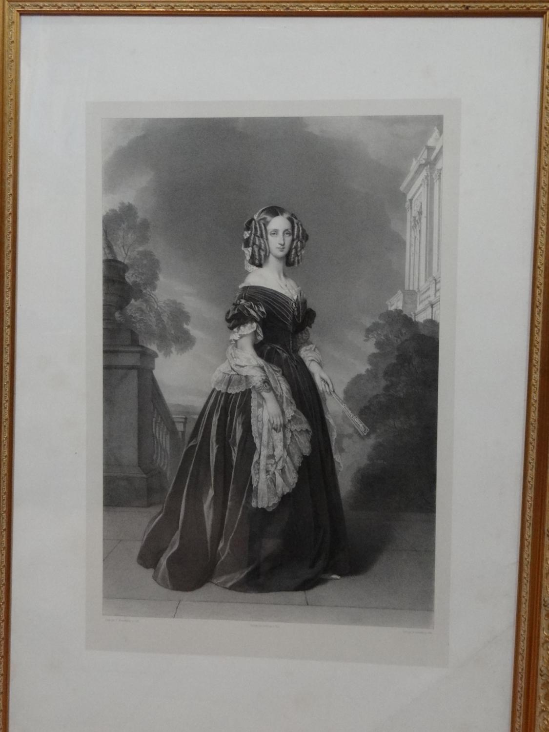 Lithographie d'Henri Grévedon d'après Franz Xaver Winterhalter : Portrait de Louise d'Orléans, reine des Belges