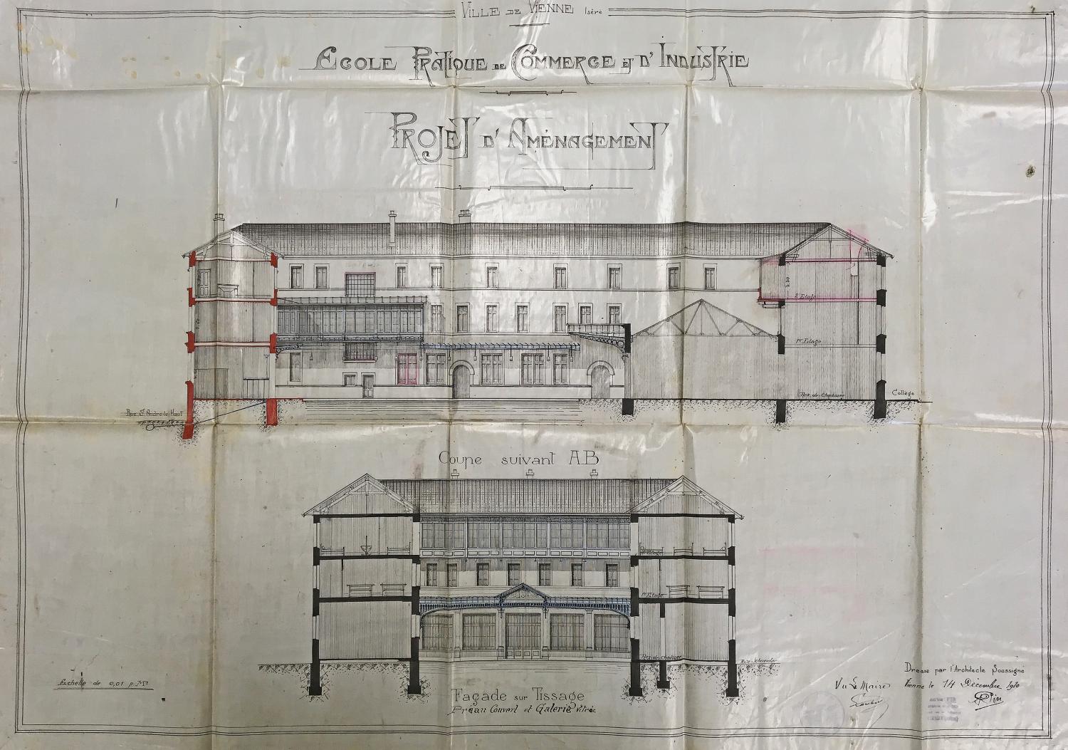 Collège de jésuites, puis institut national, école centrale supplémentaire, école communale secondaire, collège communal et école pratique de commerce et d'industrie, lycée, actuellement collège François-Ponsard