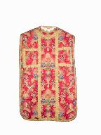 chasuble, étole, manipule, voile de calice, bourse de corporal : ornement rouge